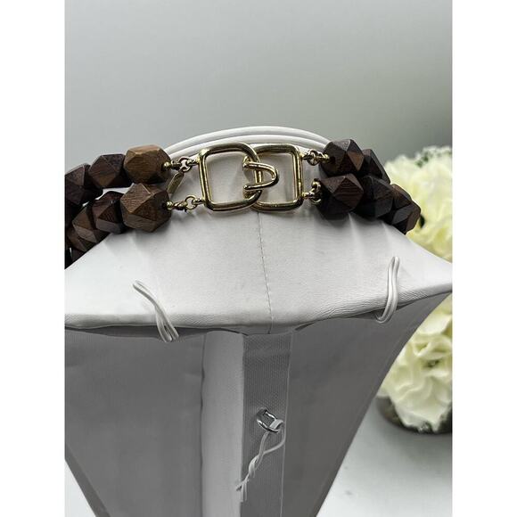 Kenneth Jay Lane Vintage Signed Hand KnotTwo Row‎ Wood Bead Turquoise Necklace - Picture 9 of 16